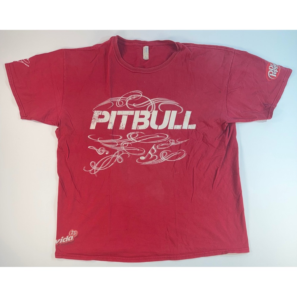 Pitbull Dr Pepper Vida 23 Graphic T-Shirt Mens XL Red Gildan Softstyle Cotton